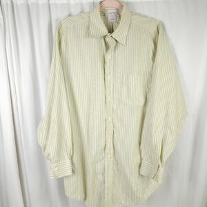 Brooks Brothers Yellow Blue Striped Dress Shirt Mens 16/33